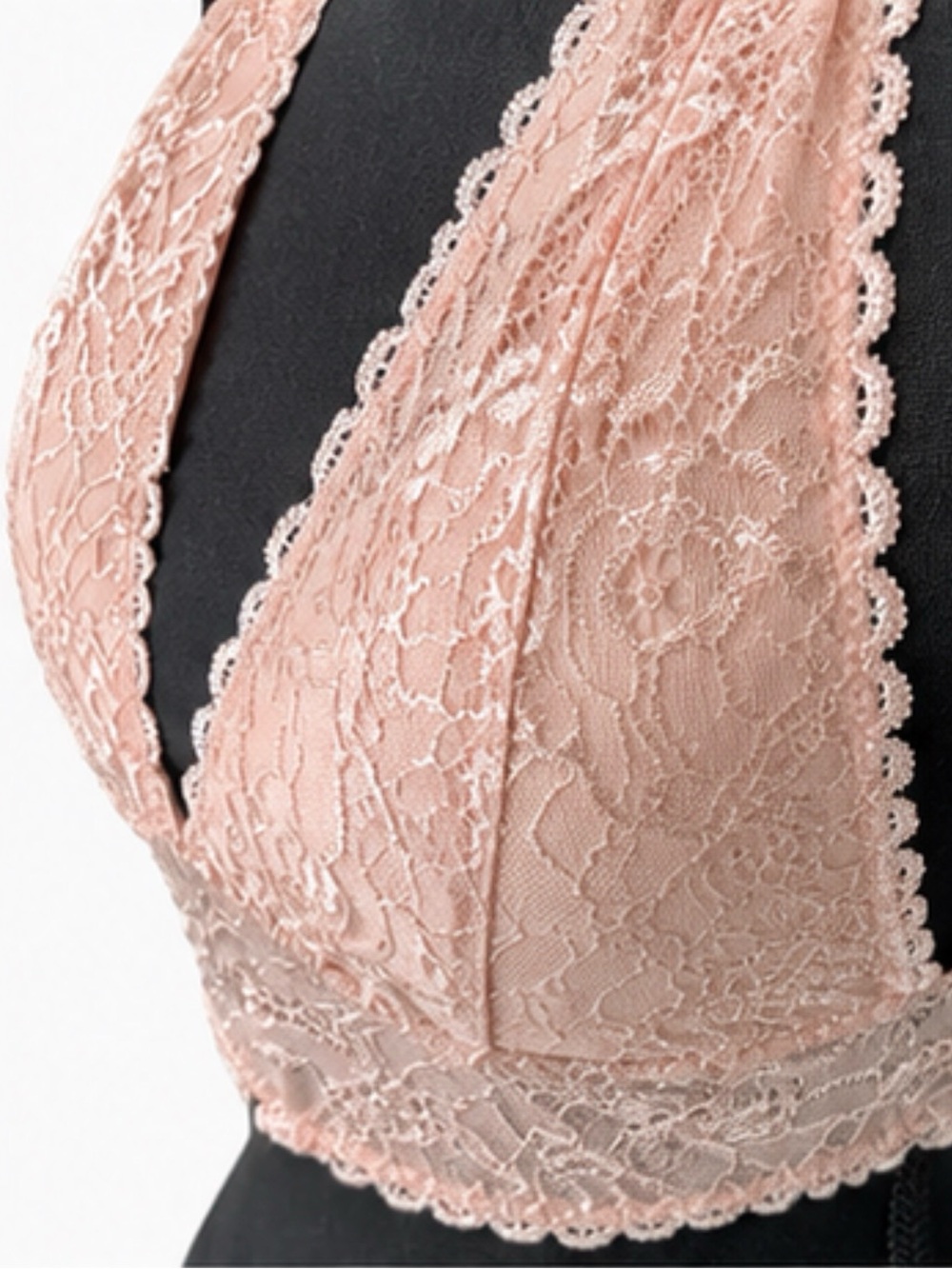 Mad For Love Lace Plunge Halter Bralette in PINK- Women's Intimates